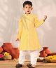 Vastramay Full Sleeves Floral Printed Kurta & Pyjama Set - Yellow & White
