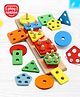 Play Nation Montessori Wooden Geometric Shape Sorter & Stacking Toy - Multicolour | Enhances Problem-Solving & Hand-Eye Coordination | Eco-Friendly & Child-Safe | BIS Certified