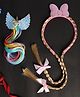 Jewelz Set Of 2 Twisted Ribbon Hair Detailed Hair Band With Sequin Unicorn Embellished Hair Clip - Pink & Blue