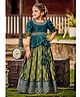 Lagorii Teal blue and Green Pattu Pavadai For Girls