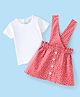 Babyhug Cotton Woven Frock with Half Sleeves Inner Tee Polka Dots Print - Peach