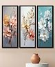 WENS Set Of 3 Multicolor Abstarct Fantasy Floral  Theme Framed Paintings  Black