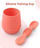 Toddlers Silicone Training Cup With Silicone Spoon Baby Tumbler Baby Mug 100% Silicone- Pink