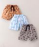 Teddy Sinker Knit Above Knee Length  Shorts Skateboard Print Pack of 3 - Multicolour