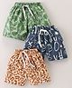 Teddy Sinker Above Knee Length Shorts with Leaf Print pack of 3 - Multicolour