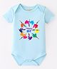 BLUSHES 100% Cotton Holi Theme Half Sleeves Happy Holi Text Printed Onesie - Powder Blue
