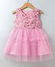 Mark & Mia Sleeveless Knee Length  Party  Frock with Sequins  & Frill Detailing - Pink