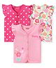 Babyhug 100% Cotton  Frill Sleeves Front Open Vests Floral & Polka Dots Print Pack of 3 - Pink