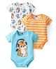 Babyhug 100% Cotton Knit Half Sleeves Onesies with Tiger Print Pack Of 3 - Multicolor