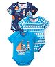 Babyhug 100% Cotton Knit Interlock Half Sleeves Onesies With Light House & Boat Pack Of 3 - Blue