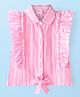 Babyhug Cotton Woven Sleeveless Striped Top with  Frill & Knot Detailing  - Pink