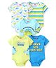 Babyhug 100% Cotton Knit Half Sleeves Striped & Dino Printed Onesies Pack of 5 - Multicolour