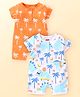 Babyhug 100% Cotton Knit Half Sleeves Romper with Tree Print Pack of 2 - Multicolour
