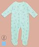 Pantaloons Baby Cotton knit Pack Of 2 Full Sleeves Animals Printed Sleep Suits - Green & Blue