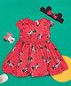 Pantaloons Baby Mickey & Friends Featuring Cap Sleeves Minnie Mouse Printed Dress With Headband - Red
