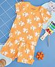 Pantaloons Baby Cotton Half Sleeves Floral & Mice Printed Coordinating Tee & Shorts Set - Orange
