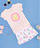 Pantaloons Baby Cotton Half Sleeves Floral Printed Coordinatng Tee & Shorts Set - Pink