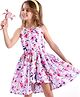 Hola Bonita Knit Sleeveless Knee Length Floral Print Flared Jumpsuit - White