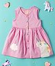 Nauti Nati Pure Cotton Sleeveless Unicorn Detailed Dress - Pink