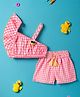 Nauti Nati One Shoulder Checked Top With Coordinating Shorts - Pink