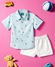 Nauti Nati Cotton Half Sleeves Striped Shirt With Shorts Set - Blue
