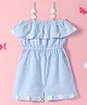 Nauti Nati Cold Shoulder Checked  & Floral Detailed Jumpsuit - Blue