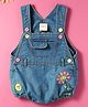 Nauti Nati Pure Cotton Sleeveless Flower Embroidered Dungaree - Blue