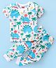 Babyhug Cotton Knit Half Sleeves Night Suit Dino Print - Blue