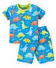 Babyhug Single Jersey Knit Half Sleeves Night Suit With Dino Print - Blue