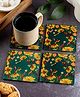 KOLOROBIA Floral Bliss Green Inspired Square Glass Coasters