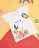 Pantaloons Baby Cap Sleeves Jungle Theme Bird & Elephant Printed Tee - Off White