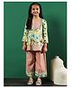 READIPRINT Cotton Three  Fourth Sleeves Floral Printed  Kurta  And Palazzo  - Peach