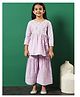 READIPRINT Three Fourth Sleeves Floral  Embroidered & Printed Cotton Kurta With Sharara - Mauve Purple