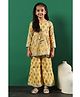 READIPRINT Three Fourth Sleeves Floral Printed Cotton Kurta And Sharara - Yellow