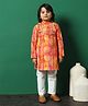 READIPRINT Full Sleeves Floral Printed Cotton Kurta With Pyjama - Orange