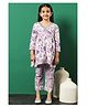 READIPRINT Cotton Three Fourth Sleeves Floral Printed Kurta & Pant - Purple