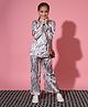 READIPRINT Satin Full Sleeves  Abstract  Printed Shirt With Coordinating Pant Set -  Green