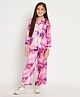 READIPRINT Satin Full Sleeves  Floral Printed Shirt With Coordinating Pant Set - Purple