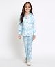 READIPRINT Satin Full Sleeves  Abstract Printed Shirt With Coordinating Pant Set - Blue
