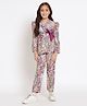 READIPRINT Crepe Full Sleeves Abstract Floral Printed Co Ord Set  -  Purple