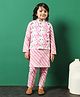 READIPRINT Full Sleeves Leheriya Designed  Cotton Kurta Pyjama With  Floral Printed Jacket - Pink