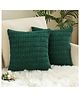 MOMISY Corduroy Cushion Throw Pillow Covers  (Green, 2)