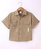 Kookie Kids Woven  Striped Half Sleeves  Shirt - Khakhi