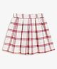 Campana 100% Cotton Checked Box Pleated Skirt - Off White & Red