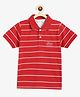 Campana Cotton Jersey Half Sleeves Striped T-Shirt - Red & Ivory