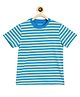 Campana 100% Cotton Jersey Half Sleeves Striped T-Shirt - Blue Yellow & Grey Melange
