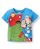 Babyhug Marvel Cotton Half Sleeves T-Shirt With Front and Back Avengers Graphics - Blue