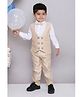 KID1 Full Sleeves Polka Dots Printed Shirt With Pant Bow & Waistcoat - Beige & White