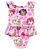 Babyhug Disney Sleeveless V Cut Swimsuit with Princess Print - Pink