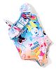 Babyhug Disney  One Shoulder Sleeve V Cut Swimsuit with Minnie Mouse  Print - Multicolour